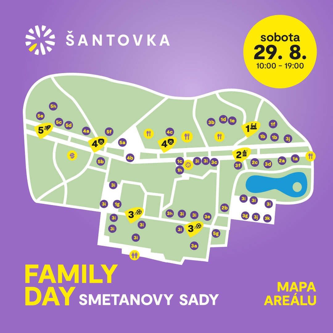 Mapa areálu Smetanovy sady — Family Day 2026