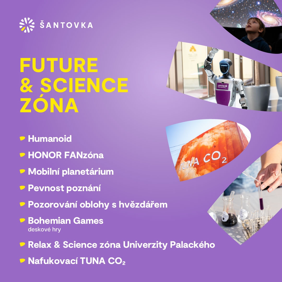 Science & Future zóna — humanoid, HONOR FANzóna, mobilní planetárium, Pevnost poznání, Bohemian Games, nafukovací tuna CO₂